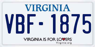VA license plate VBF1875
