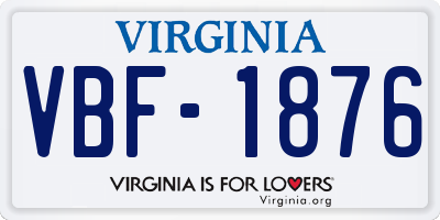 VA license plate VBF1876