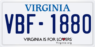 VA license plate VBF1880