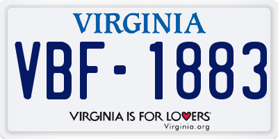 VA license plate VBF1883