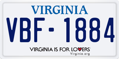 VA license plate VBF1884