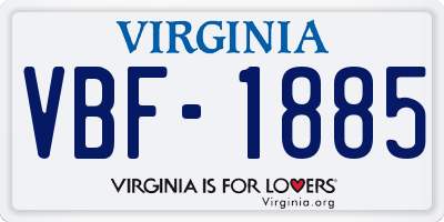 VA license plate VBF1885