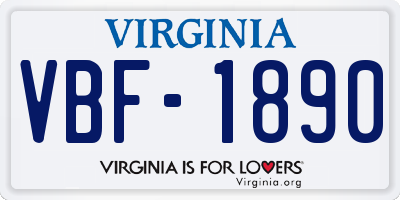 VA license plate VBF1890