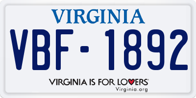 VA license plate VBF1892