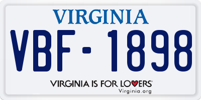 VA license plate VBF1898