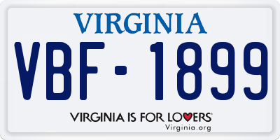 VA license plate VBF1899