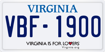 VA license plate VBF1900