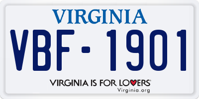 VA license plate VBF1901