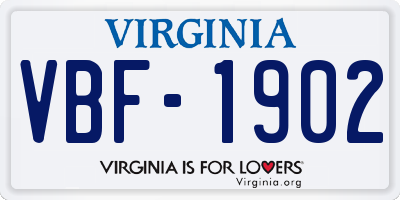 VA license plate VBF1902
