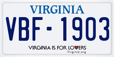 VA license plate VBF1903