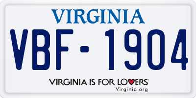 VA license plate VBF1904