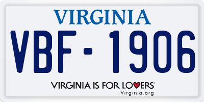 VA license plate VBF1906