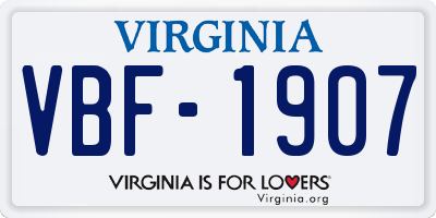 VA license plate VBF1907