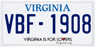 VA license plate VBF1908