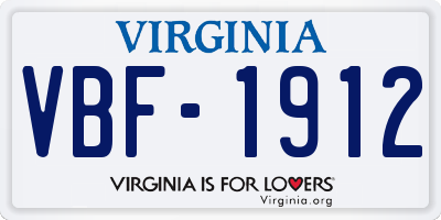 VA license plate VBF1912