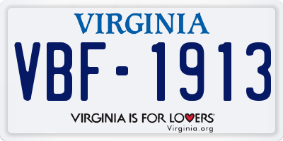 VA license plate VBF1913