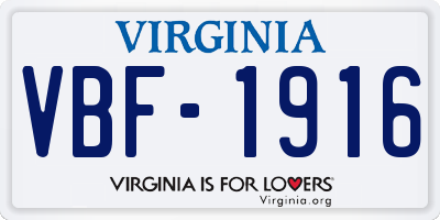 VA license plate VBF1916