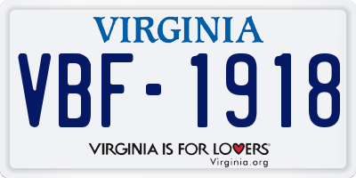 VA license plate VBF1918