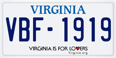 VA license plate VBF1919