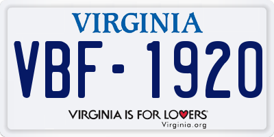VA license plate VBF1920