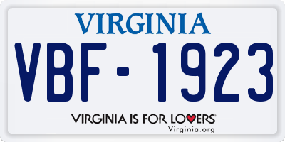 VA license plate VBF1923