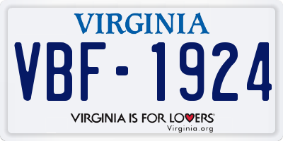 VA license plate VBF1924