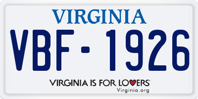 VA license plate VBF1926