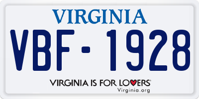 VA license plate VBF1928