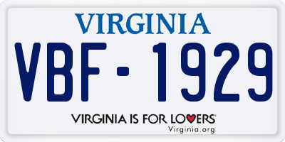 VA license plate VBF1929