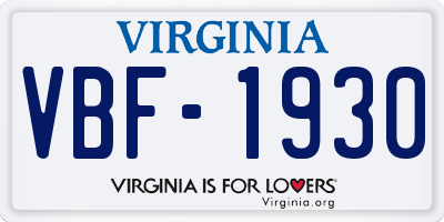 VA license plate VBF1930
