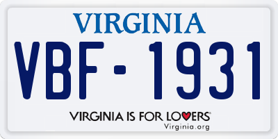 VA license plate VBF1931