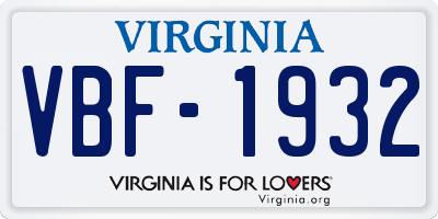 VA license plate VBF1932