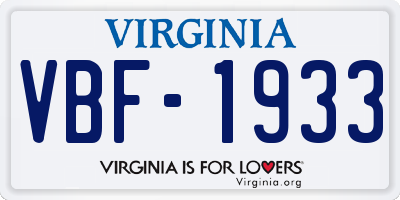 VA license plate VBF1933