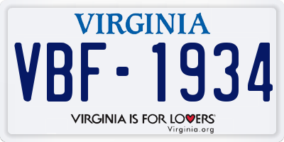 VA license plate VBF1934