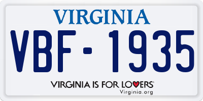 VA license plate VBF1935
