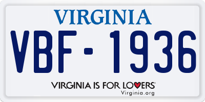 VA license plate VBF1936