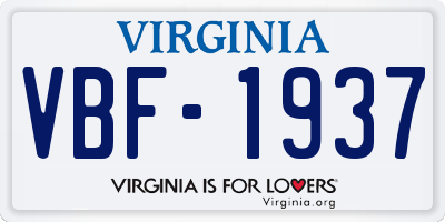VA license plate VBF1937