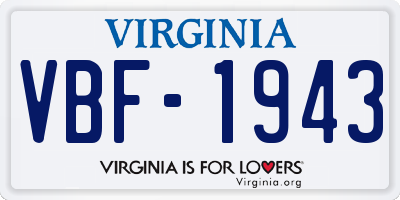 VA license plate VBF1943