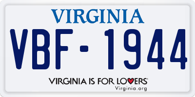 VA license plate VBF1944