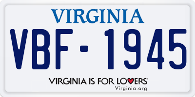VA license plate VBF1945
