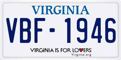 VA license plate VBF1946