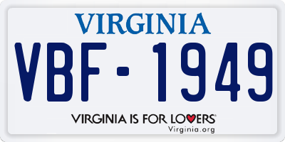 VA license plate VBF1949
