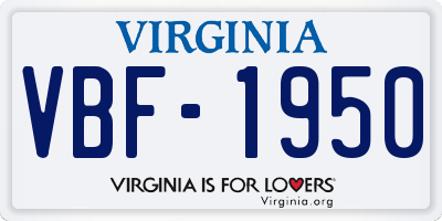 VA license plate VBF1950