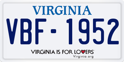 VA license plate VBF1952