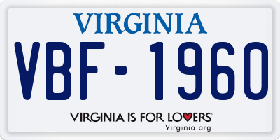 VA license plate VBF1960