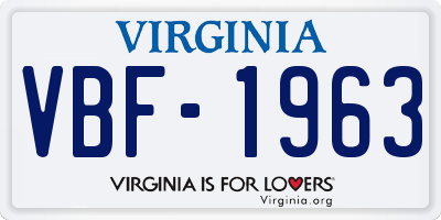 VA license plate VBF1963