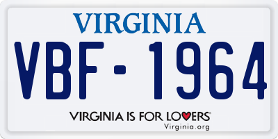 VA license plate VBF1964