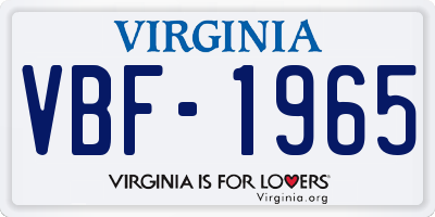 VA license plate VBF1965