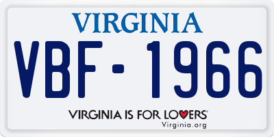 VA license plate VBF1966