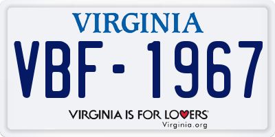 VA license plate VBF1967